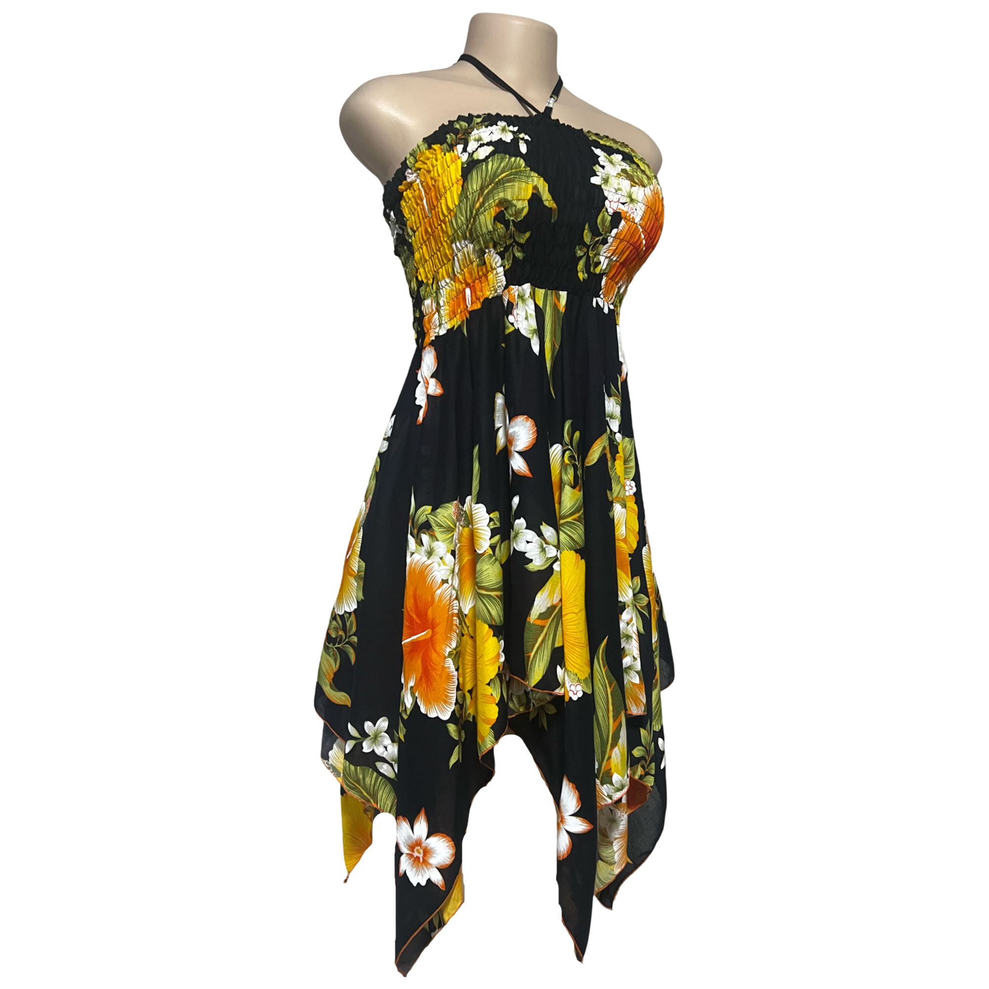 Dress - Hawaii Flower Dress/ White-Orange