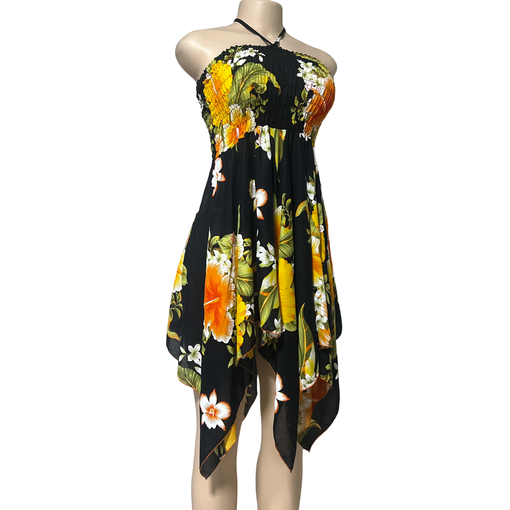 Dress - Hawaii Flower Dress/ White-Orange