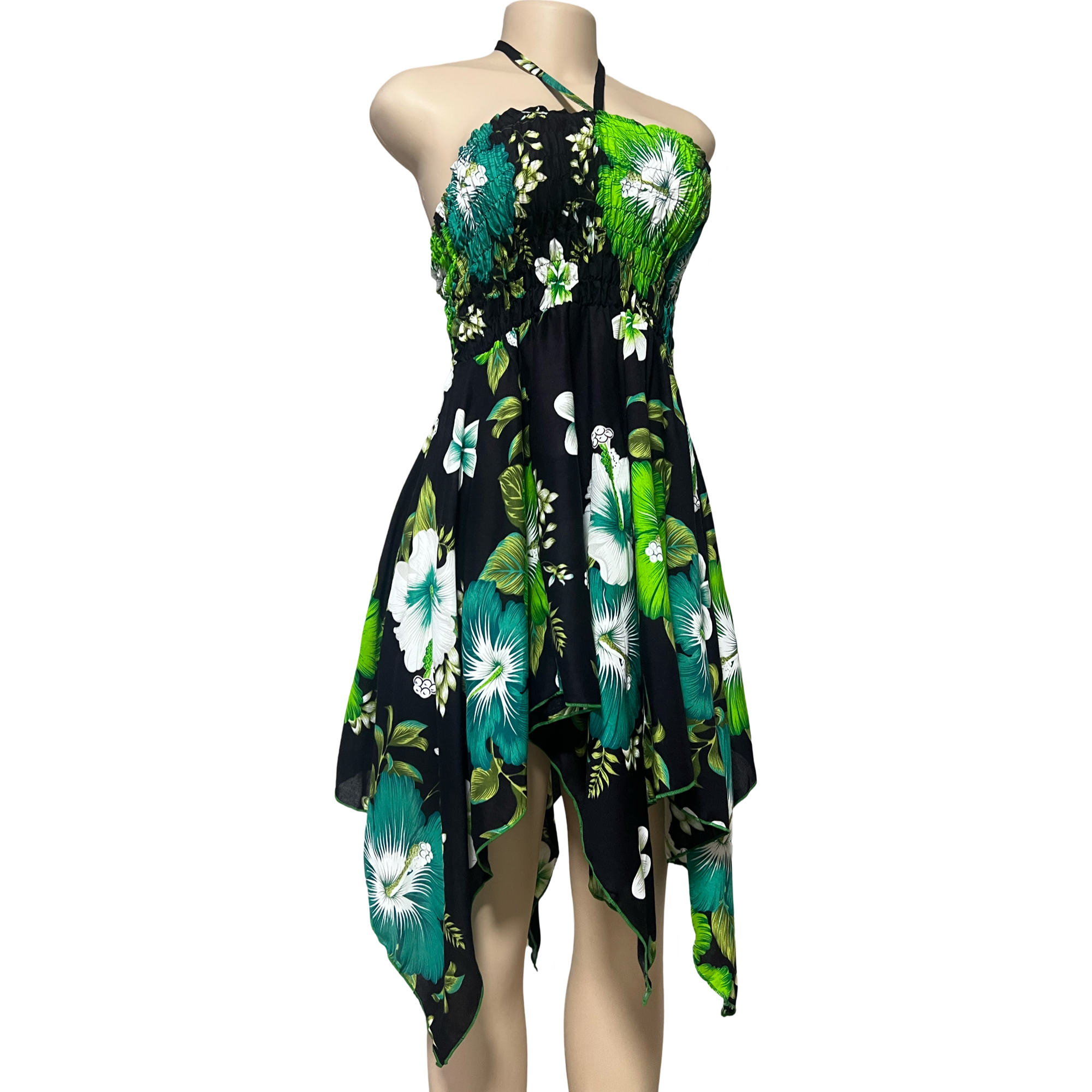 Dress - Hawaii Flower Dress/ White-Green