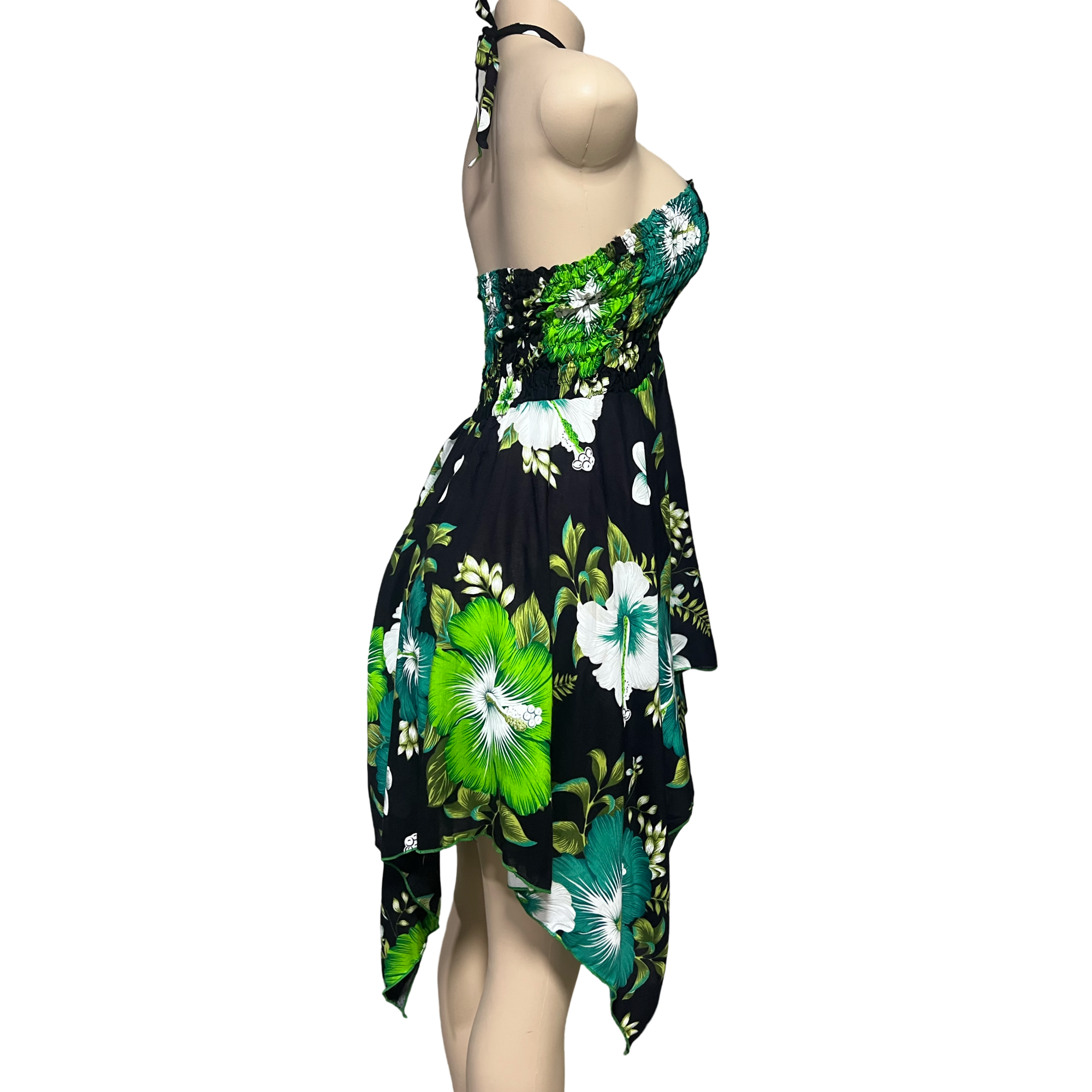 Dress - Hawaii Flower Dress/ White-Green