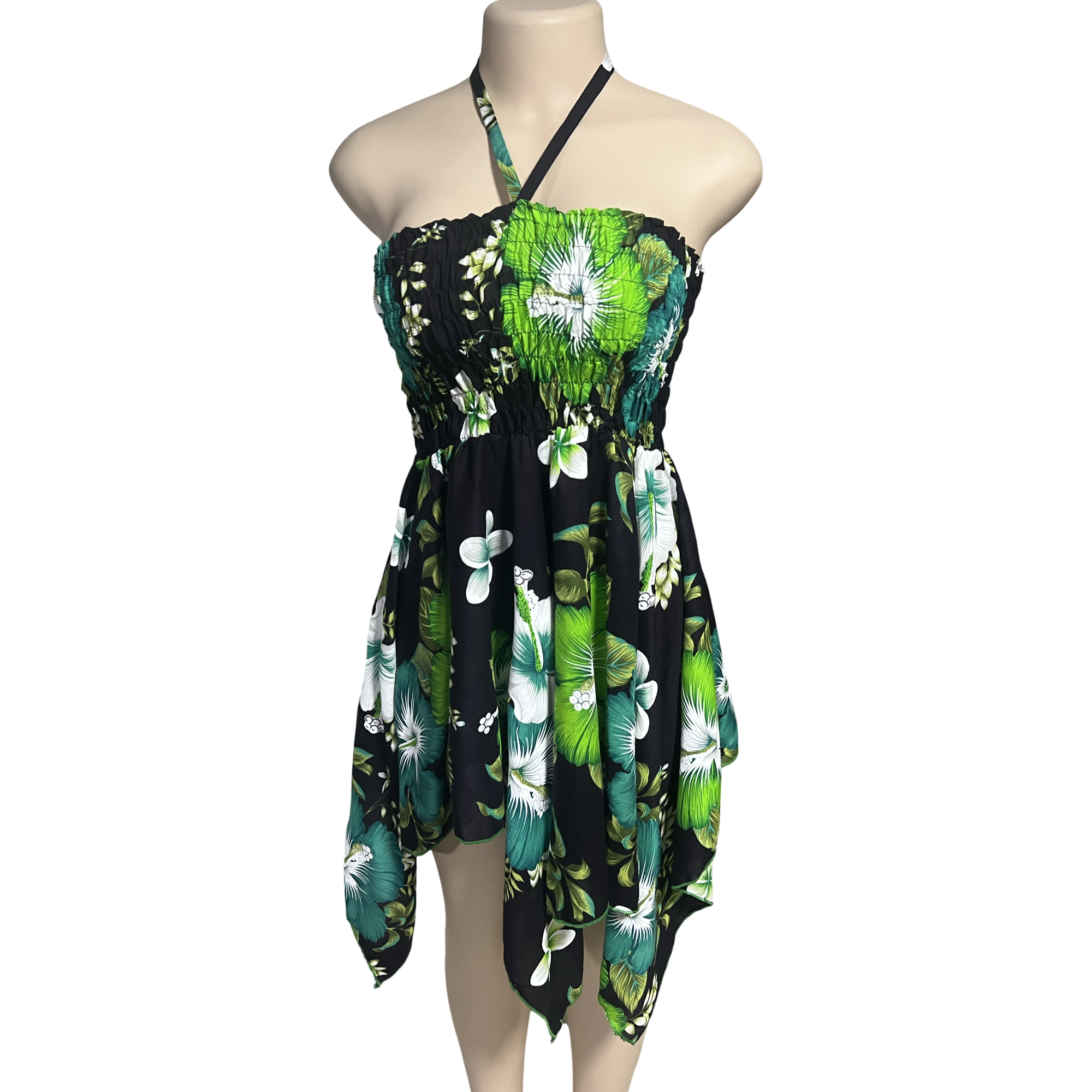 Dress - Hawaii Flower Dress/ White-Green