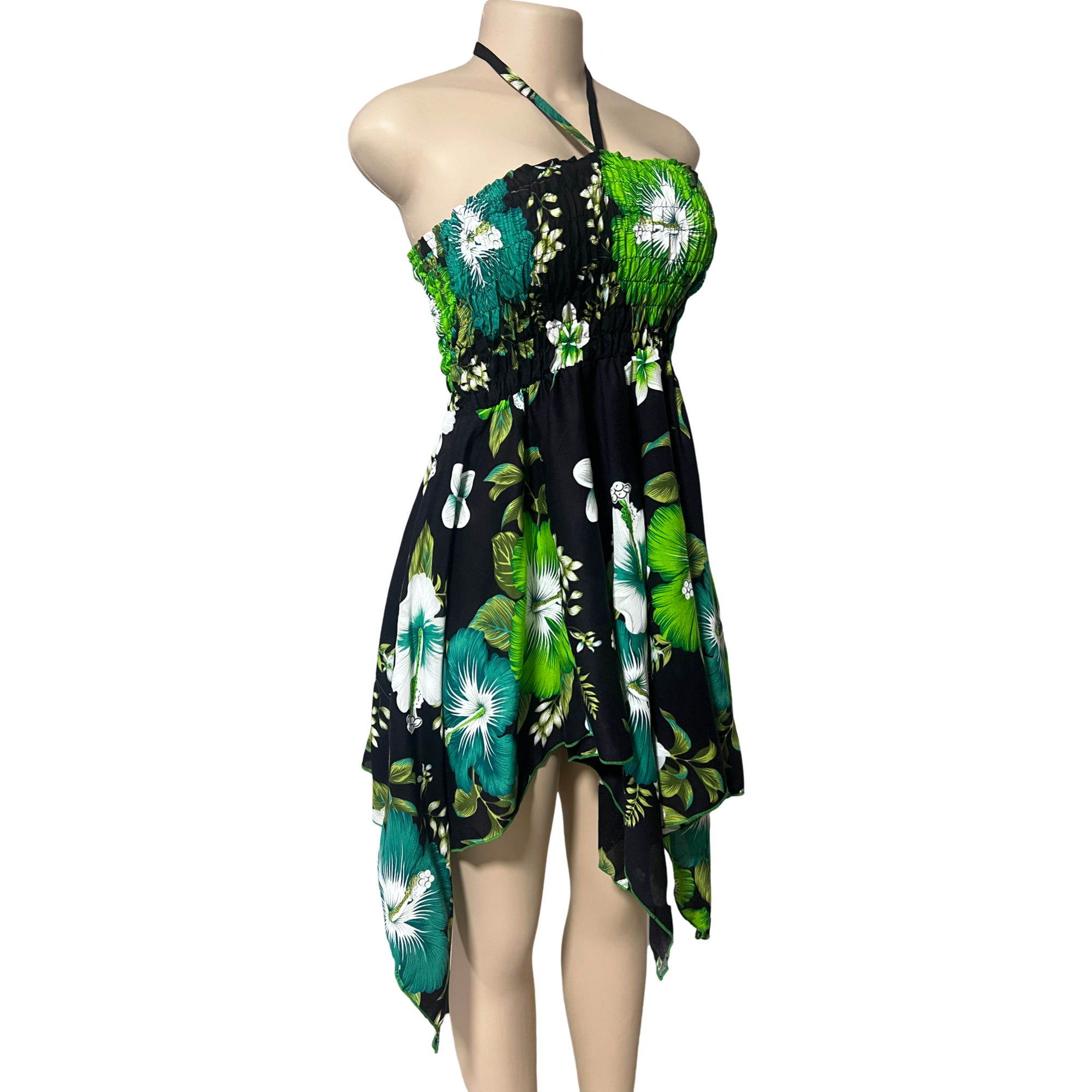 Dress - Hawaii Flower Dress/ White-Green