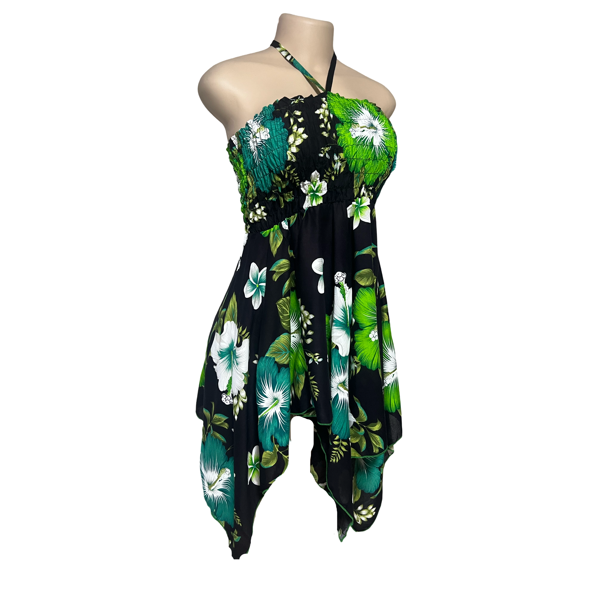 Dress - Hawaii Flower Dress/ White-Green