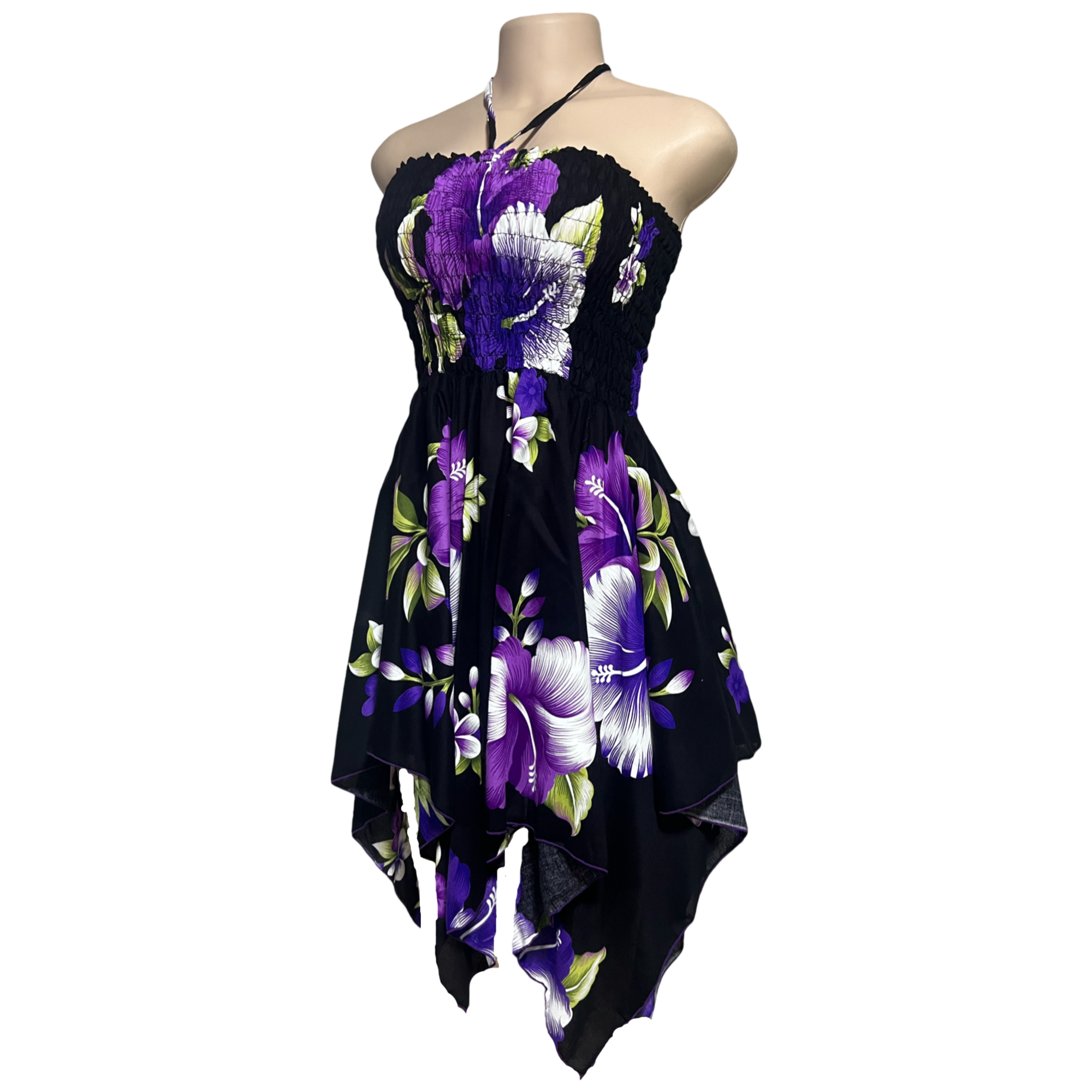 Dress - Hawaii Flower Dress/ White-Purple