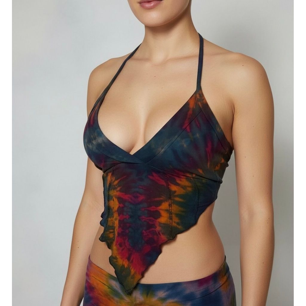 Tops - Tie Dye Deep V / Gray