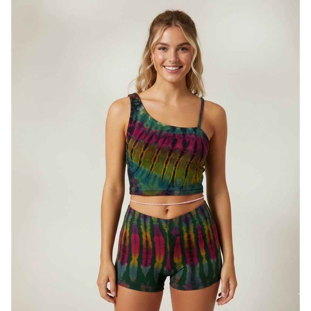 Tops - Tie Dye One Shoulder off / Olive Green