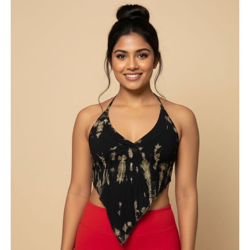 Tops - Tie Dye Deep V / Black-White