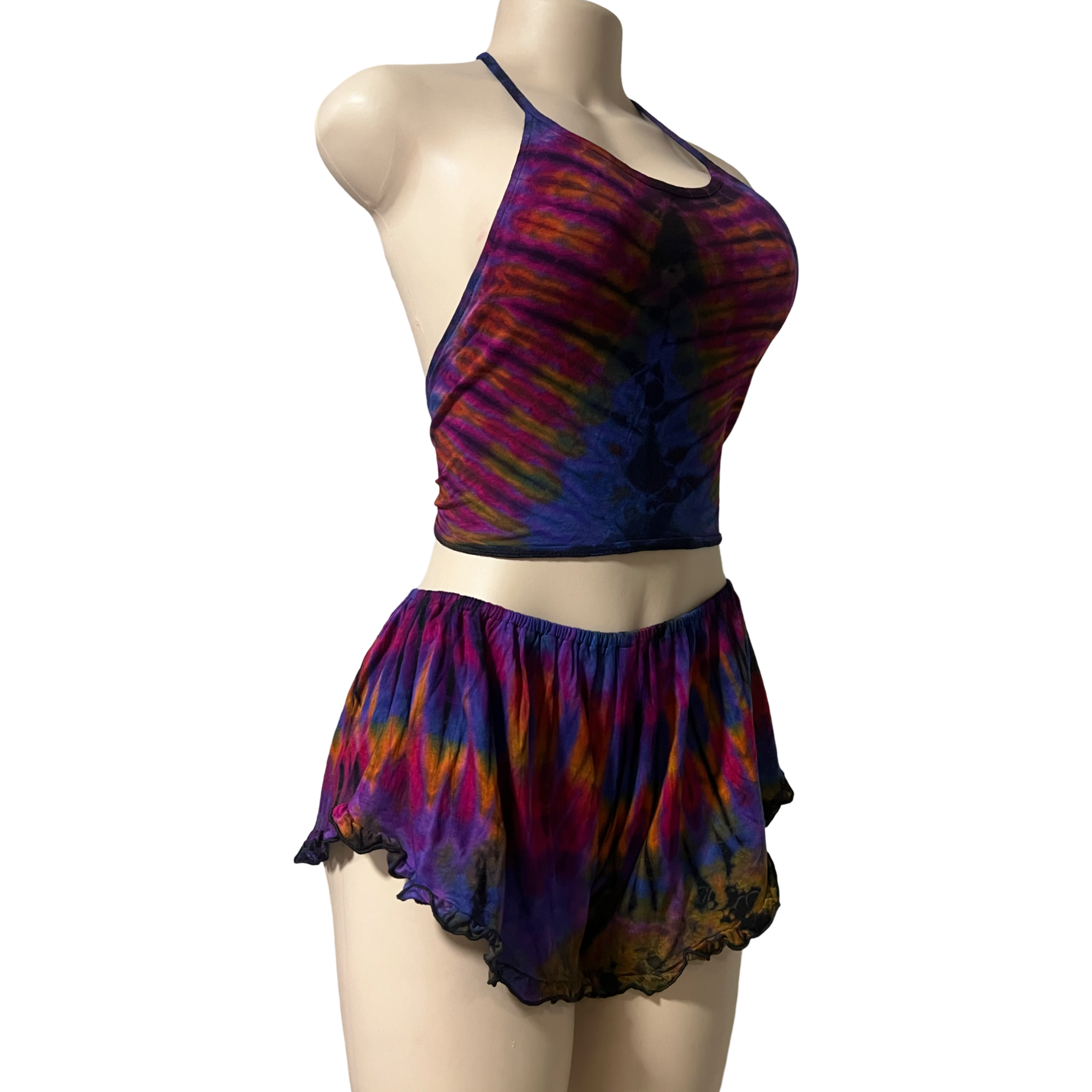 Sexy Tie Dye Ruffle Short Pants.