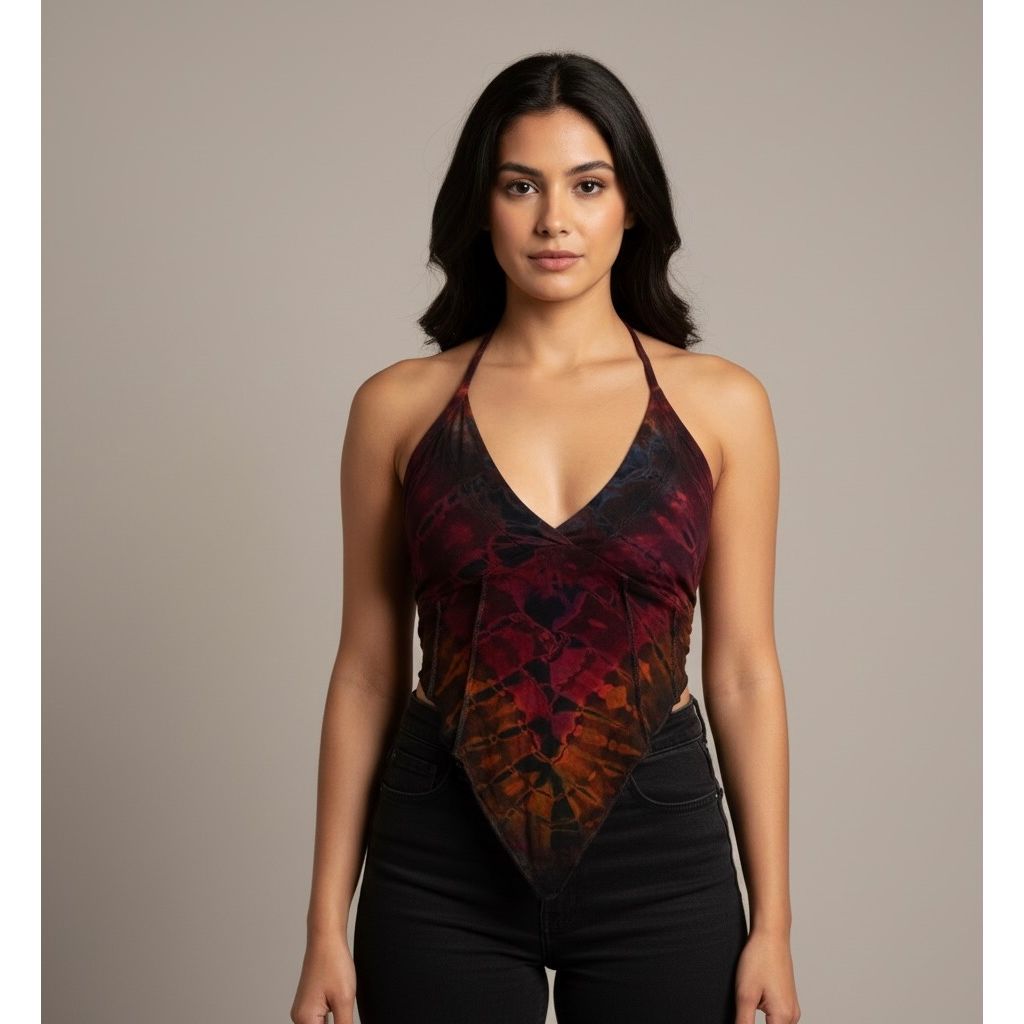 Tops - Tie Dye Deep V / Brown