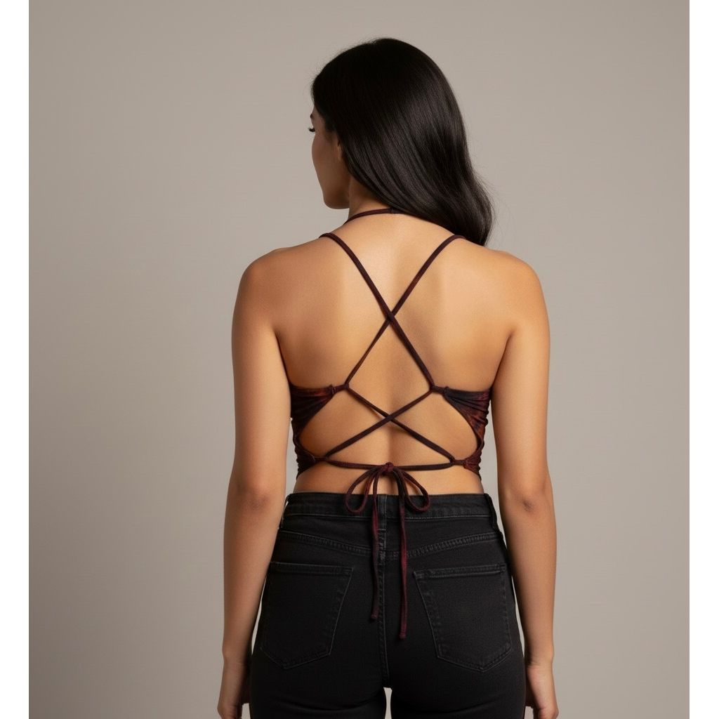 Tops - Tie Dye Deep V / Brown