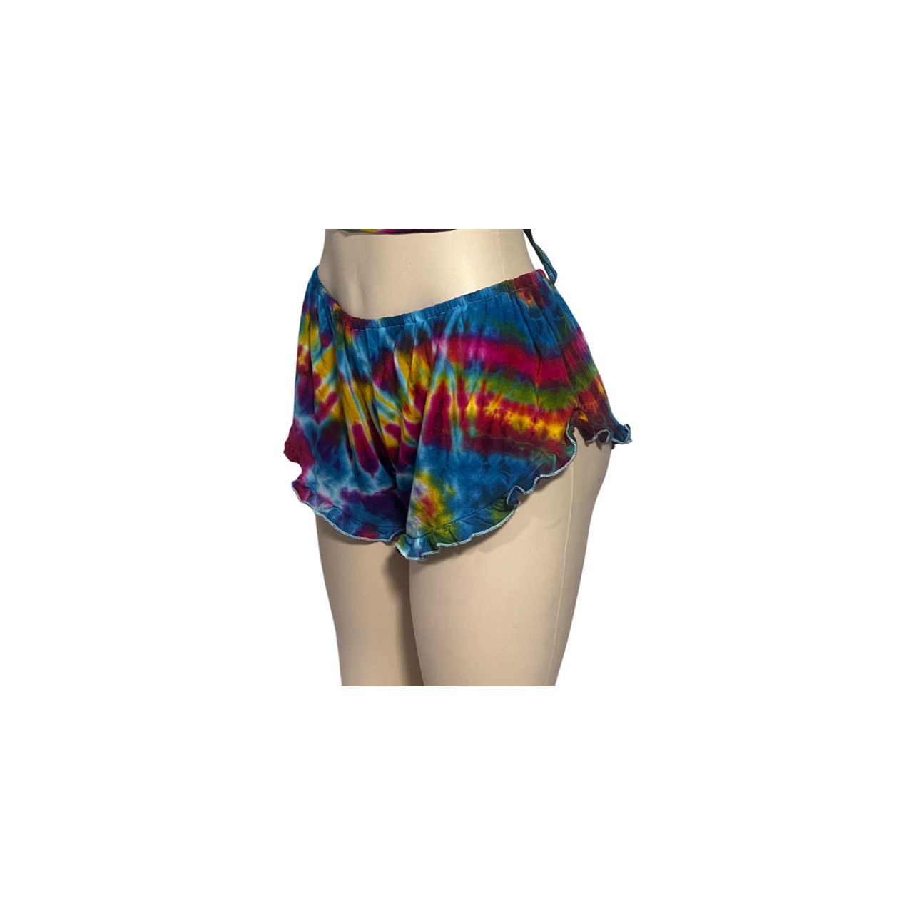 Sexy Tie Dye Ruffle Short Pants.