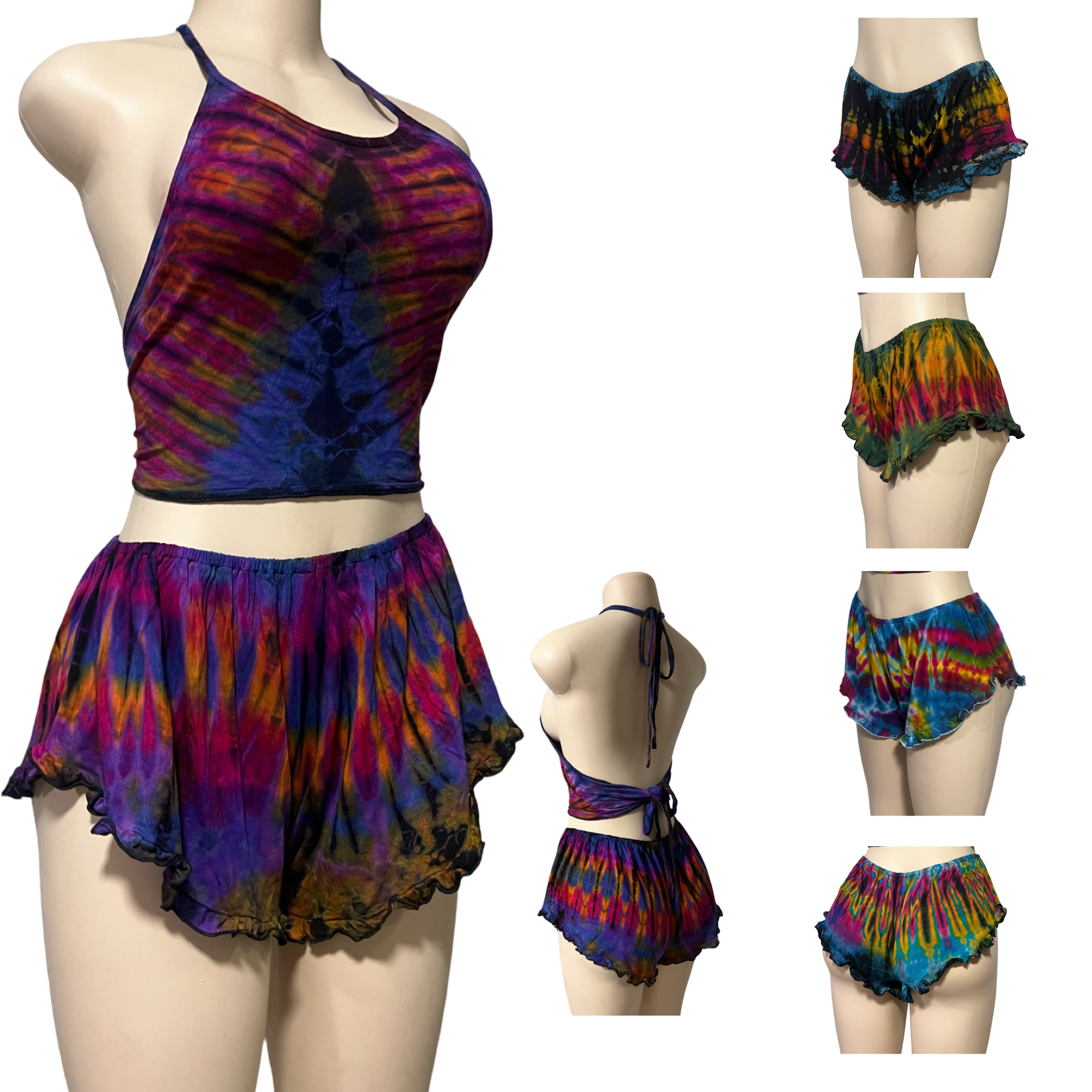 Sexy Tie Dye Ruffle Short Pants.