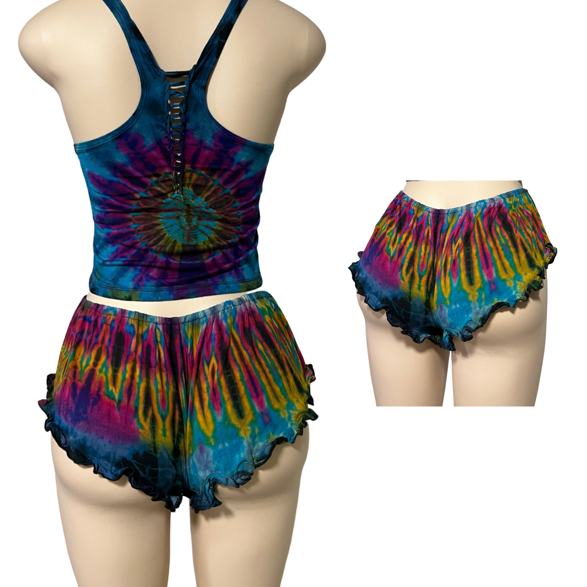 Sexy Tie Dye Ruffle Short Pants.