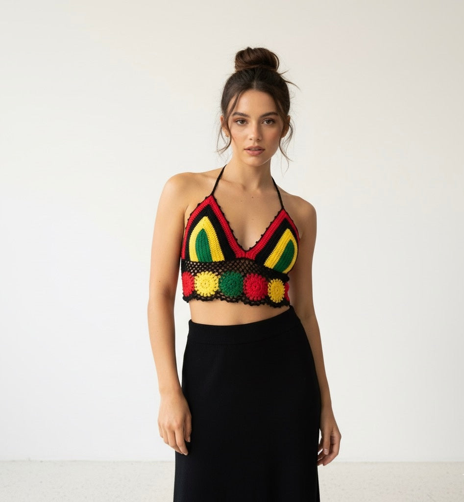 Rasta Crochet Knitting Bra.