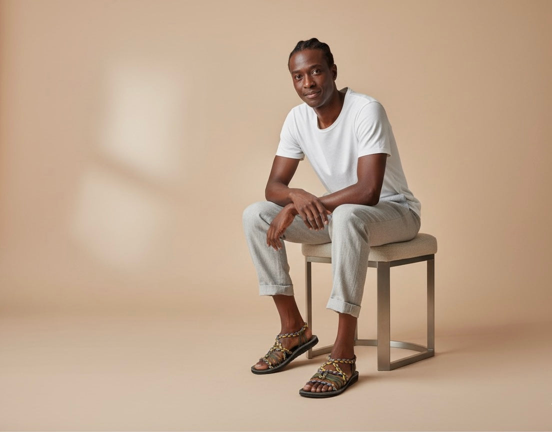 Braided Sandals Purple & Yellow.