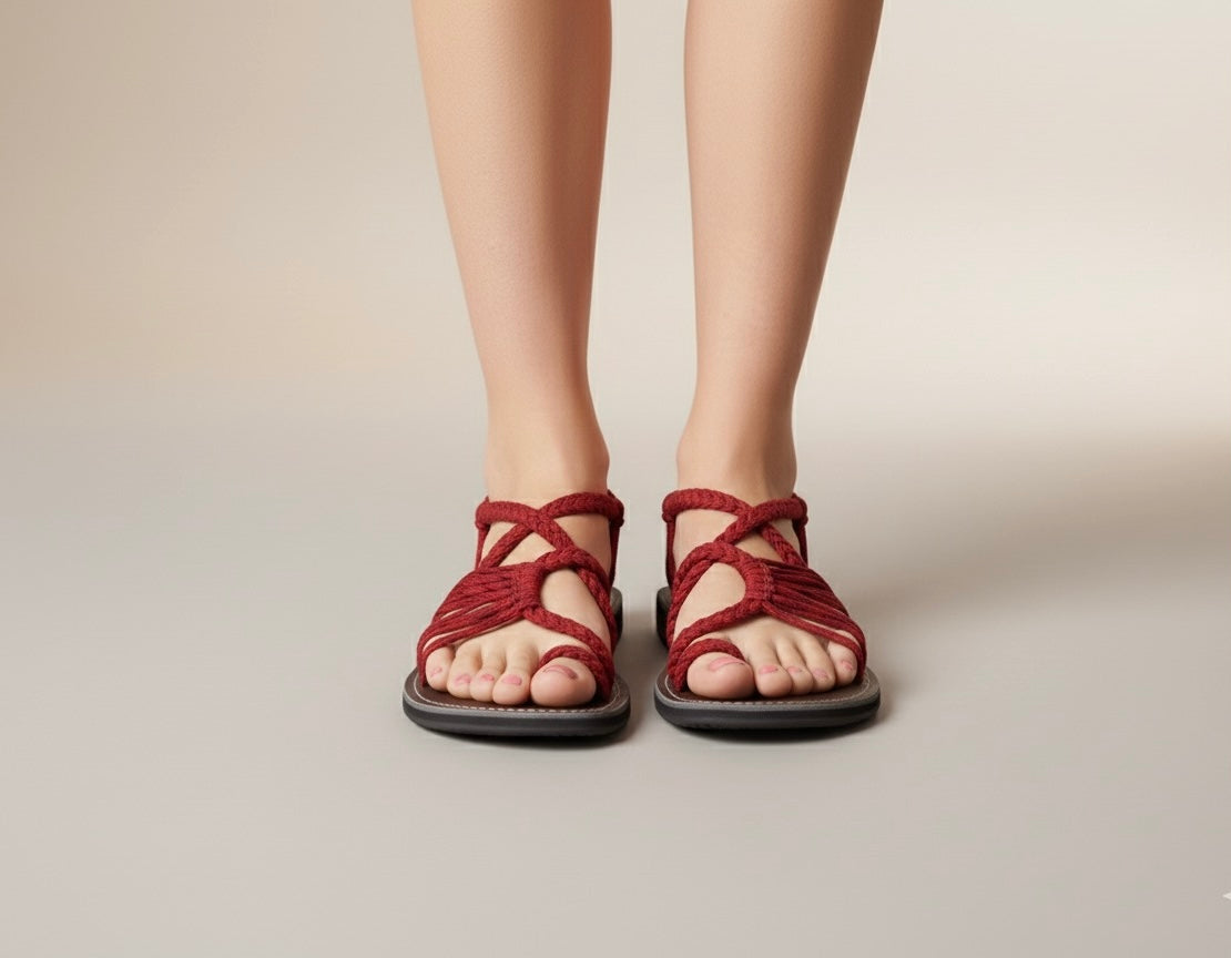 Shoes - Braided Sandals RED