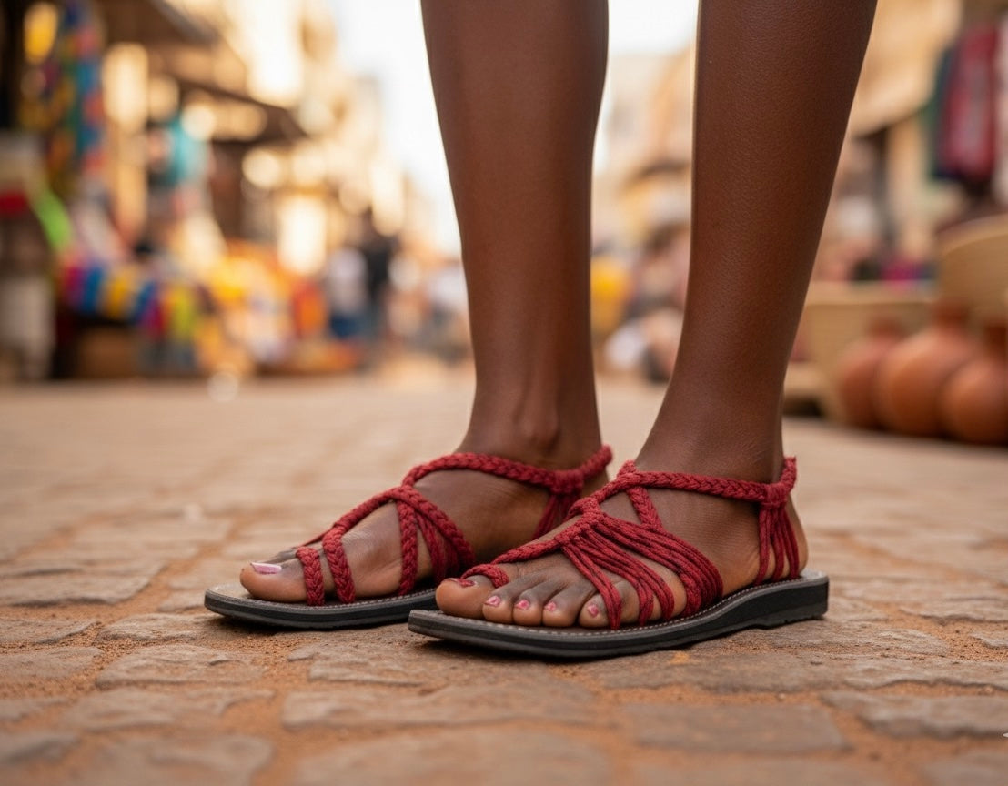 Shoes - Braided Sandals RED