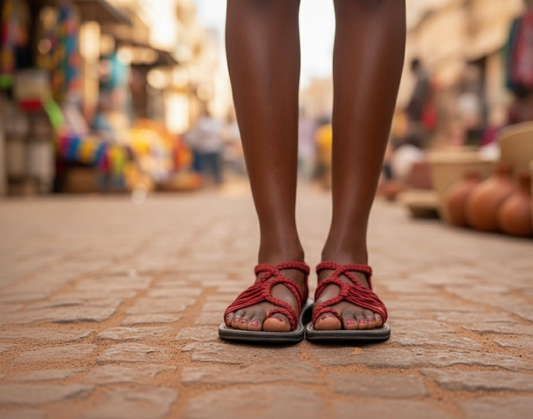 Shoes - Braided Sandals RED