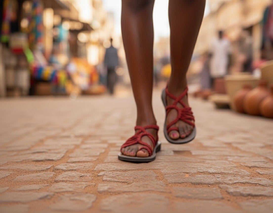 Shoes - Braided Sandals RED