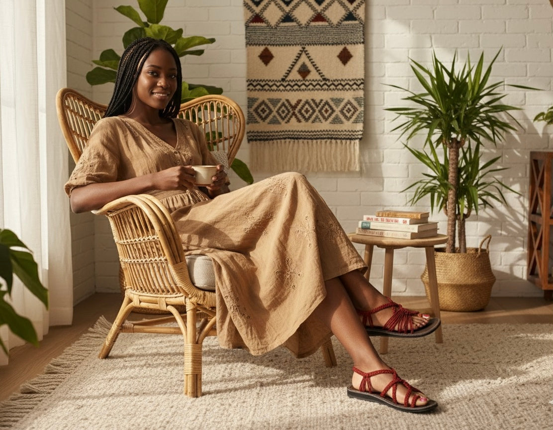 Shoes - Braided Sandals RED