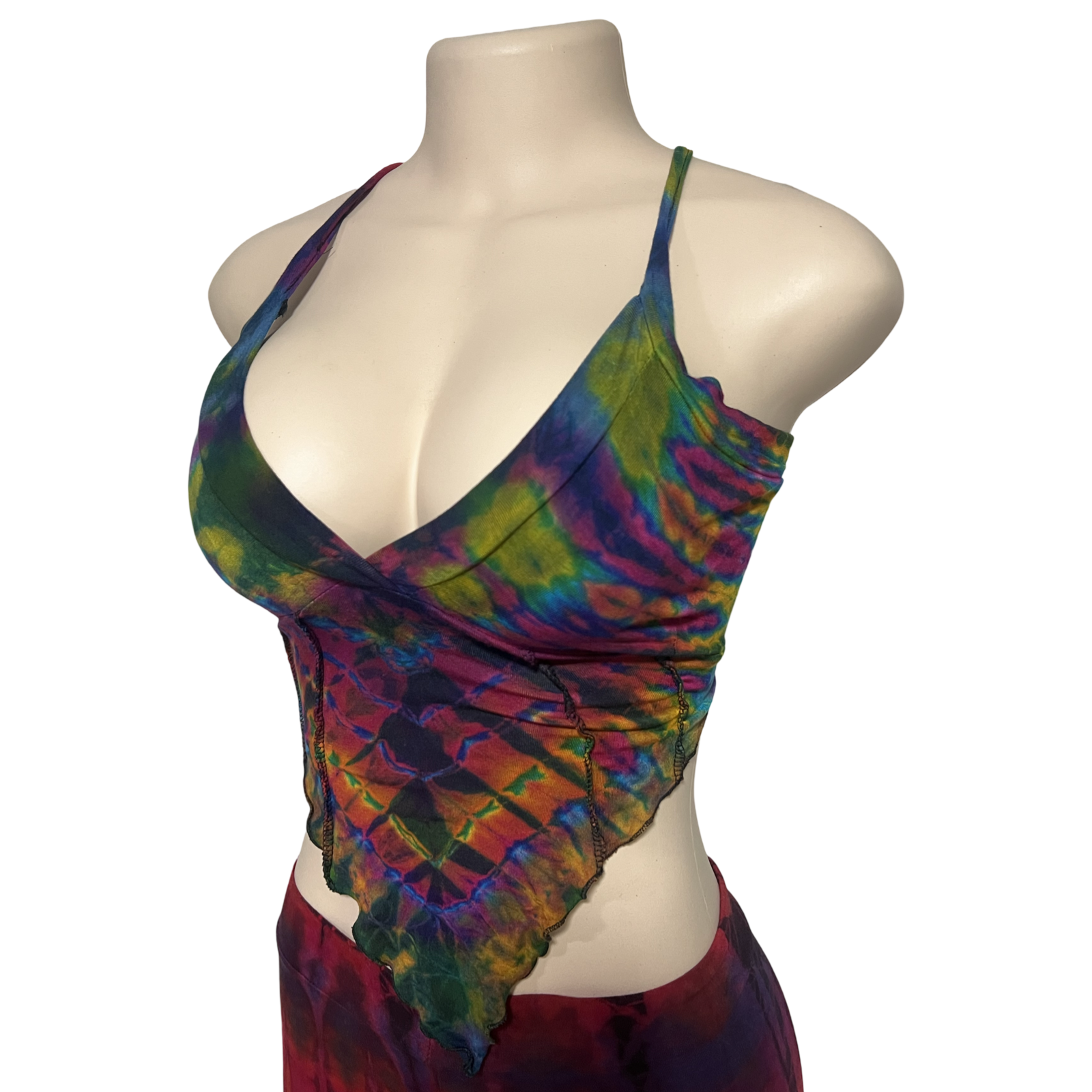 Tops - Tie Dye Deep V/ Green