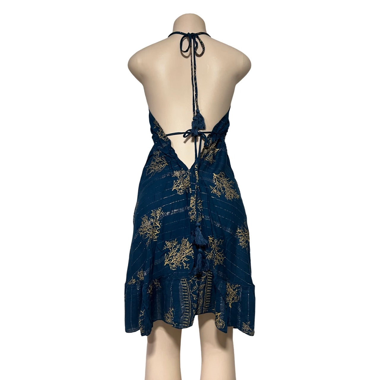 Dress - Silk Dress with Lurex/ Navy Blue