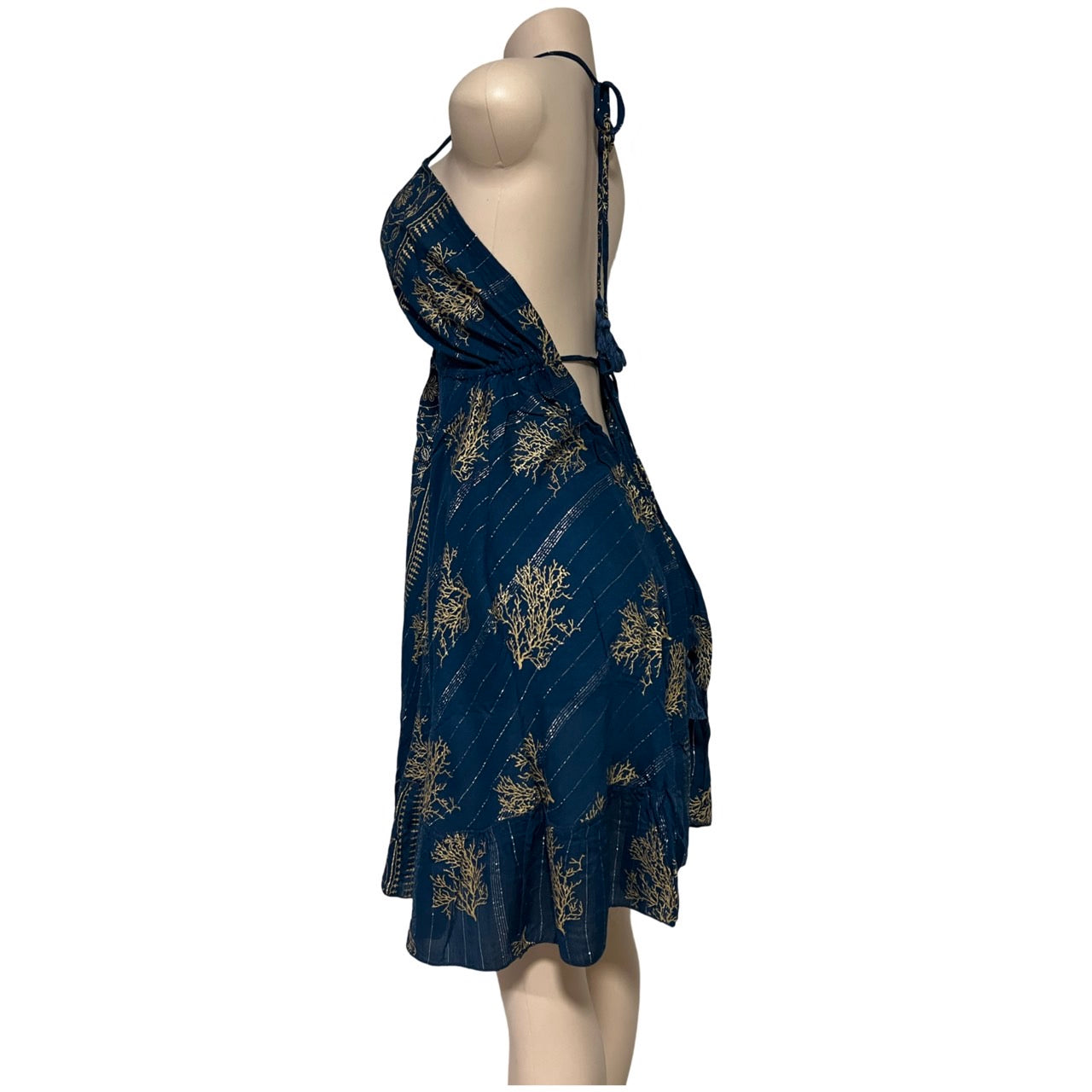 Dress - Silk Dress with Lurex/ Navy Blue