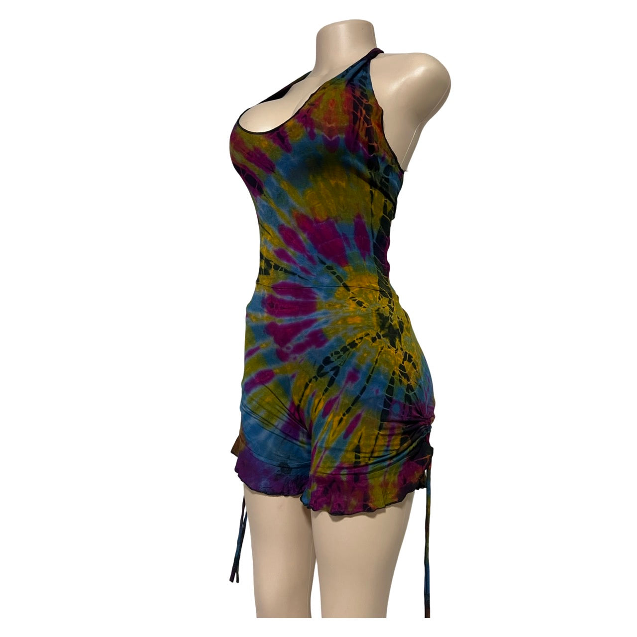 Romper - Tie Dye Shorts Backless Romper