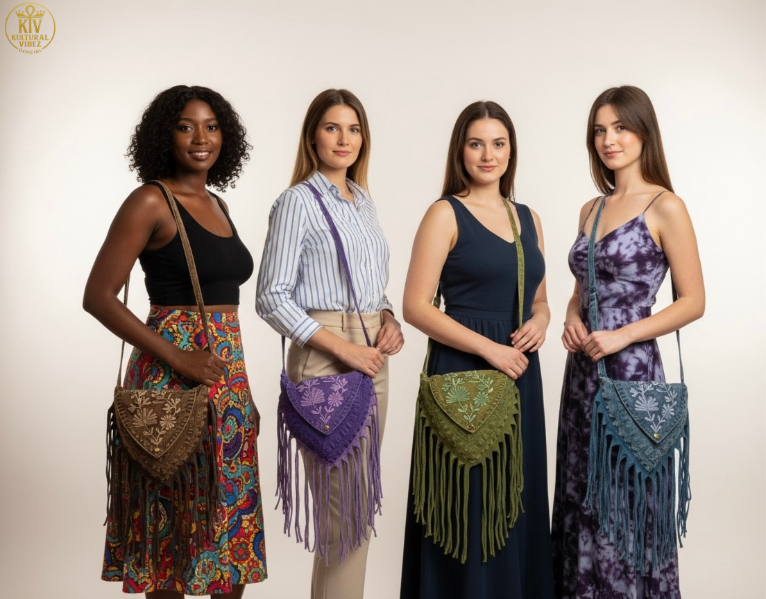 Bag - Purple Stonewashed Fringe Bag