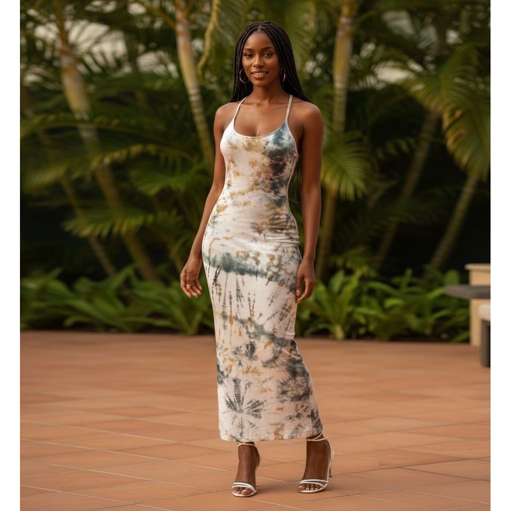 Openback Lace Dress Tie Dye