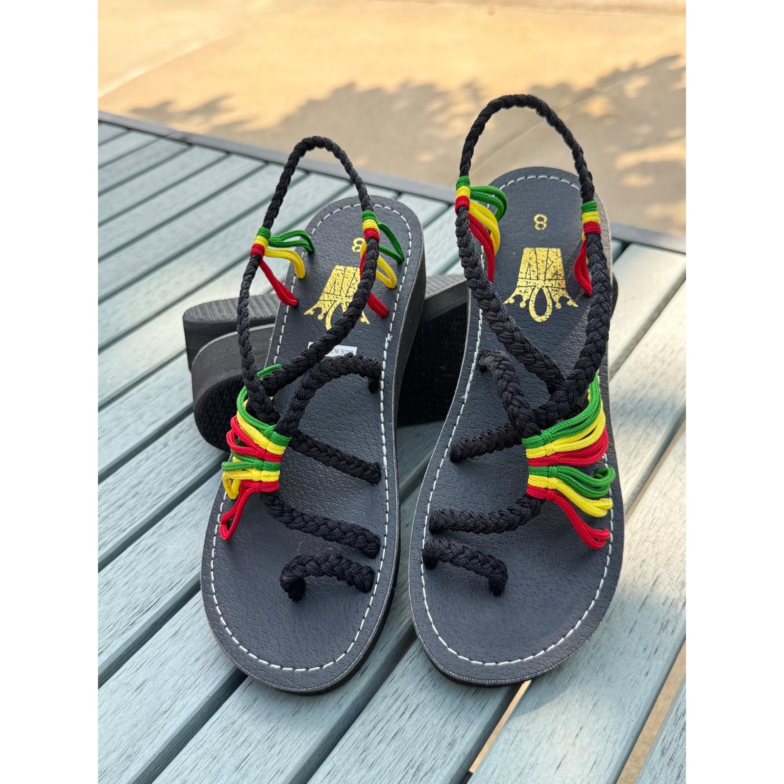 Shoes - Braided Sandals Rasta w/Heels (1.5 inches)