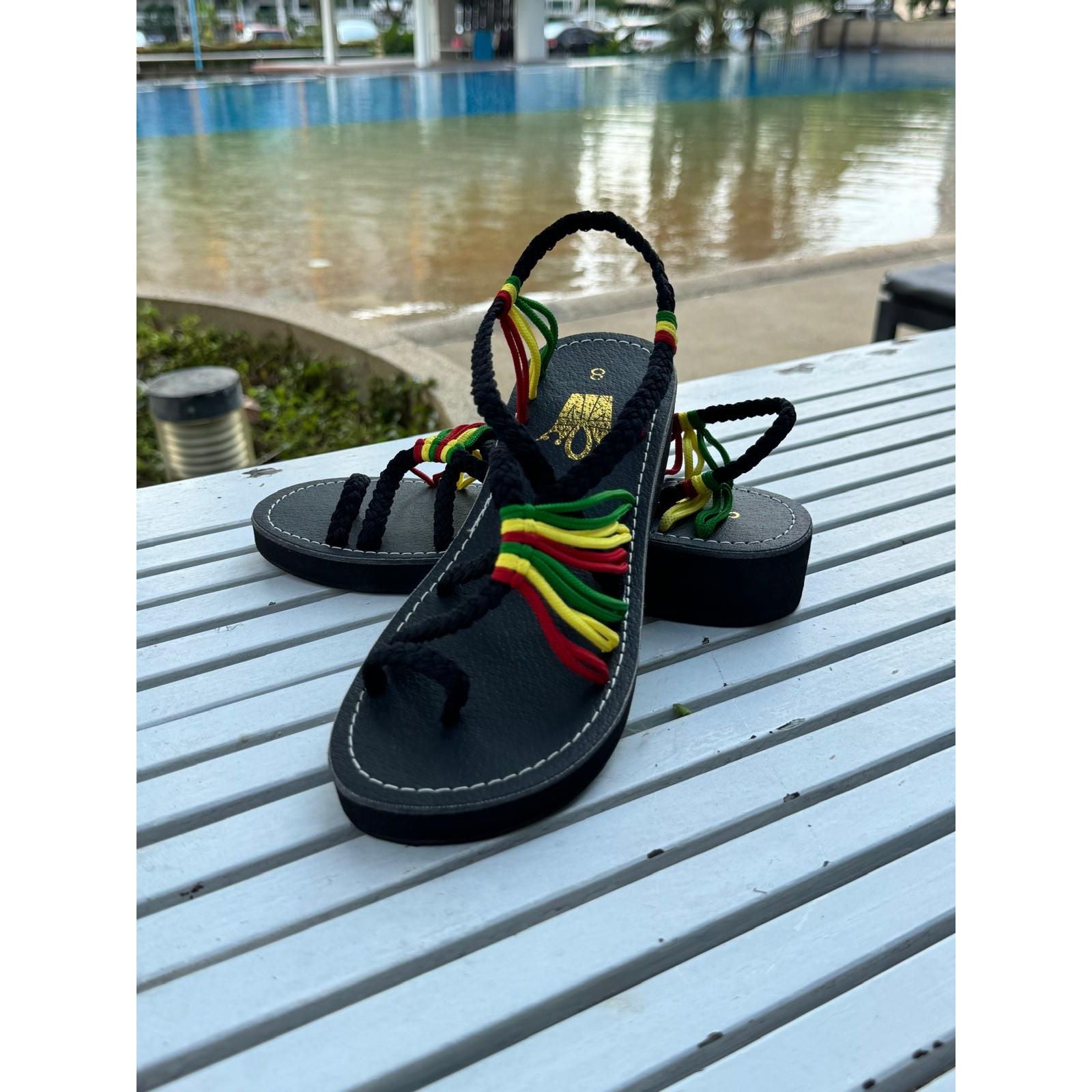 Shoes - Braided Sandals Rasta w/Heels (1.5 inches)