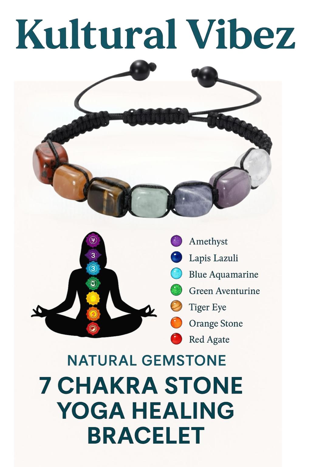 Natural 7 Chakra Stone Healing Bracelet