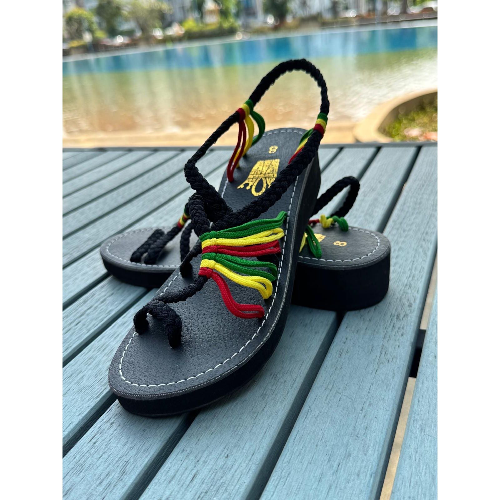 Shoes - Braided Sandals Rasta w/Heels (1.5 inches)