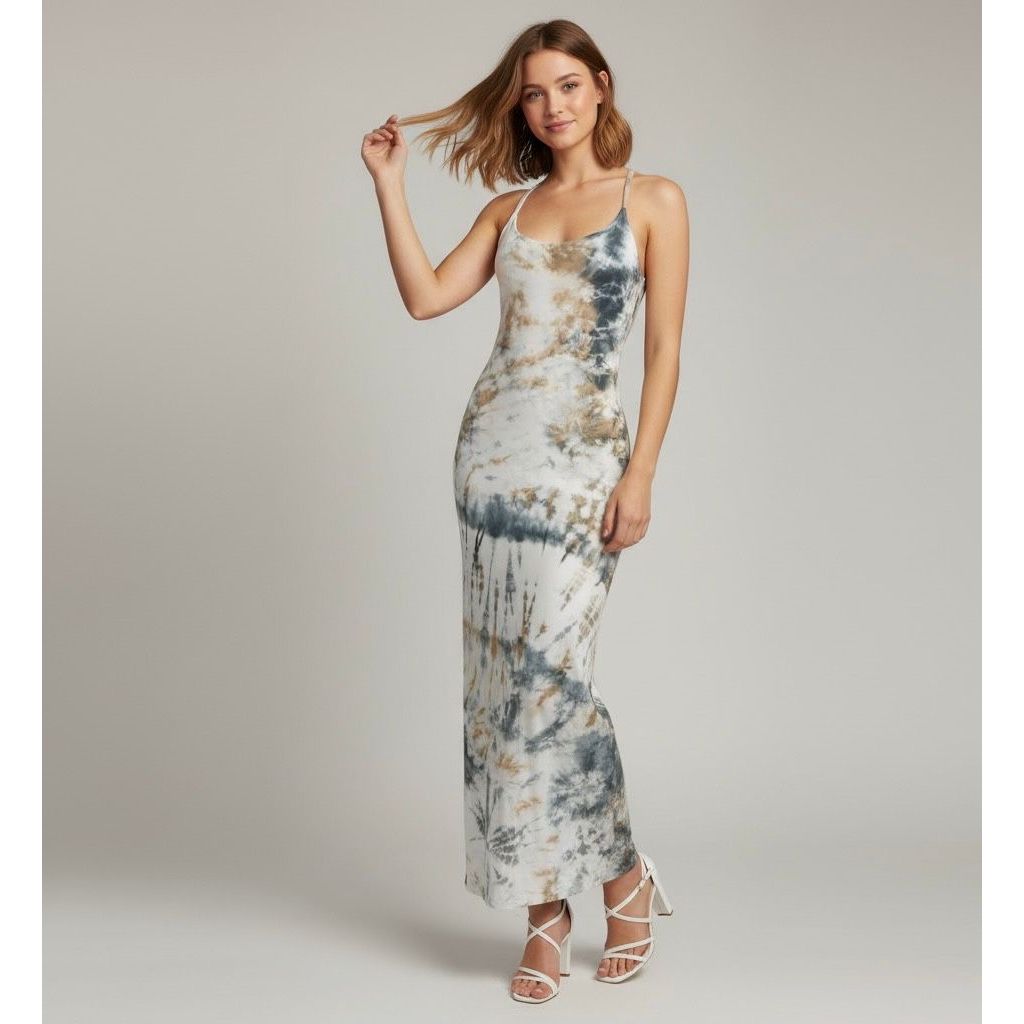 Openback Lace Dress Tie Dye
