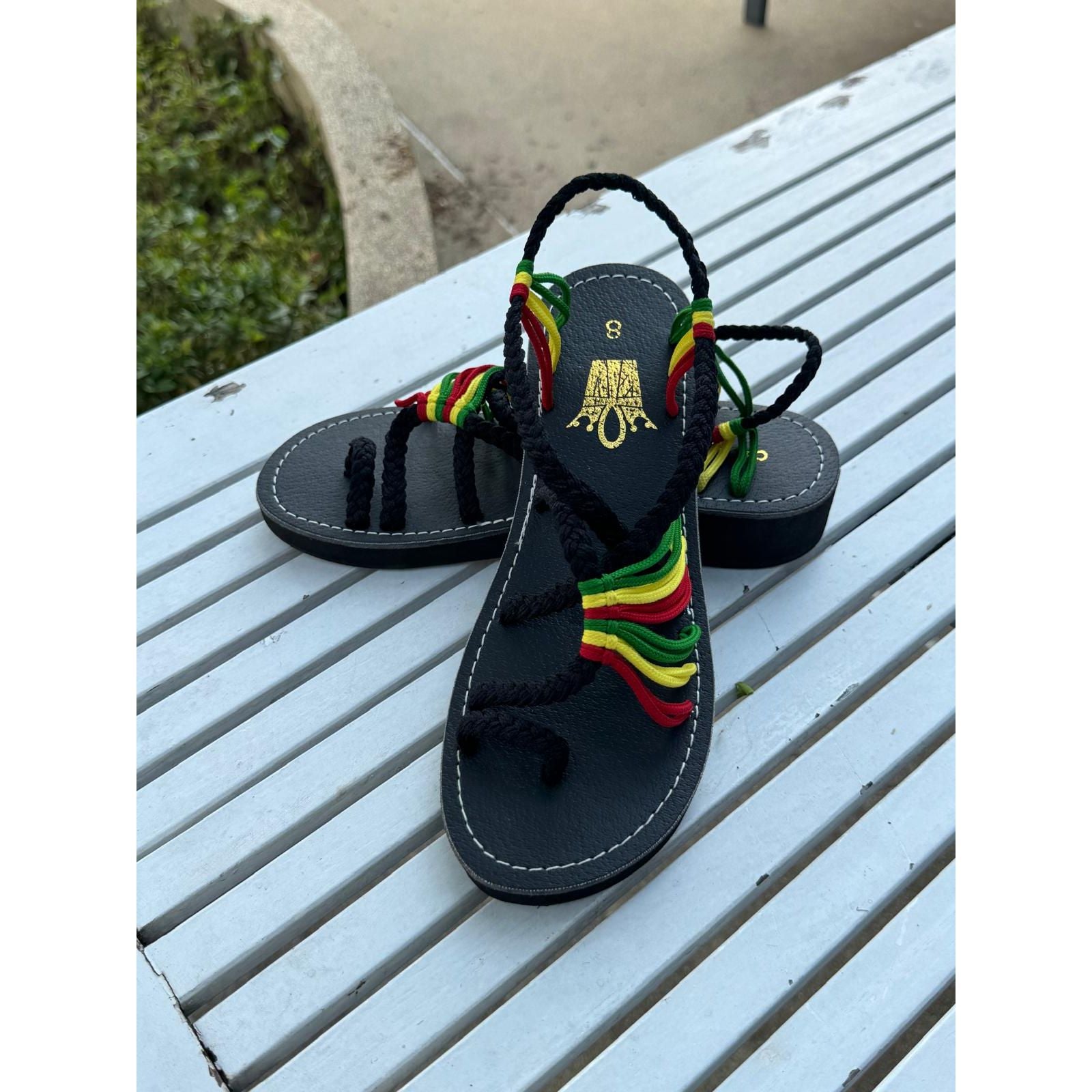 Shoes - Braided Sandals Rasta w/Heels (1.5 inches)