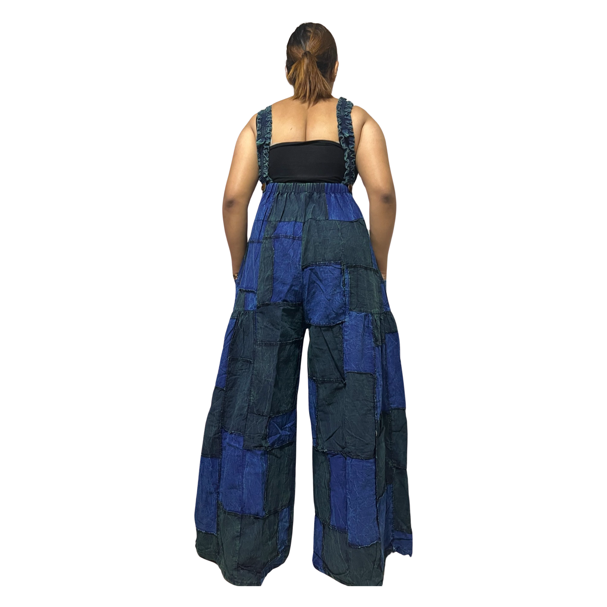 Patchwork Overall Jumpsuit Plain Color.