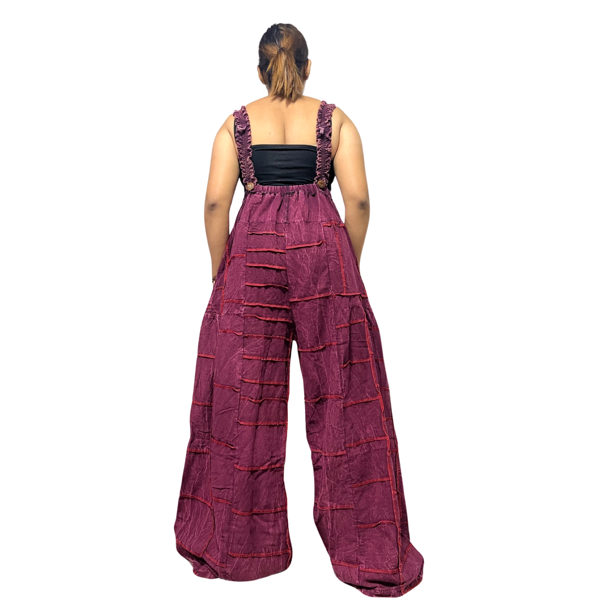 Patchwork Overall Jumpsuit Plain Color.