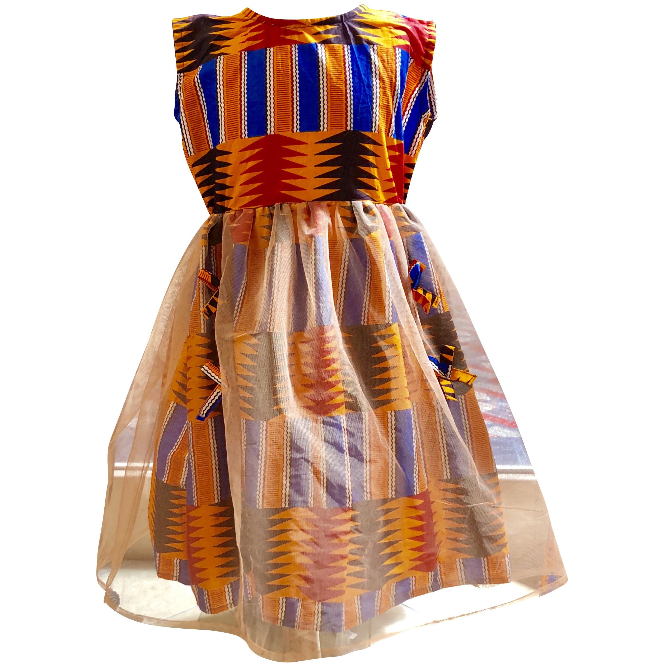 Girl’s African Print Netted Dress - KULTURAL VIBEZ