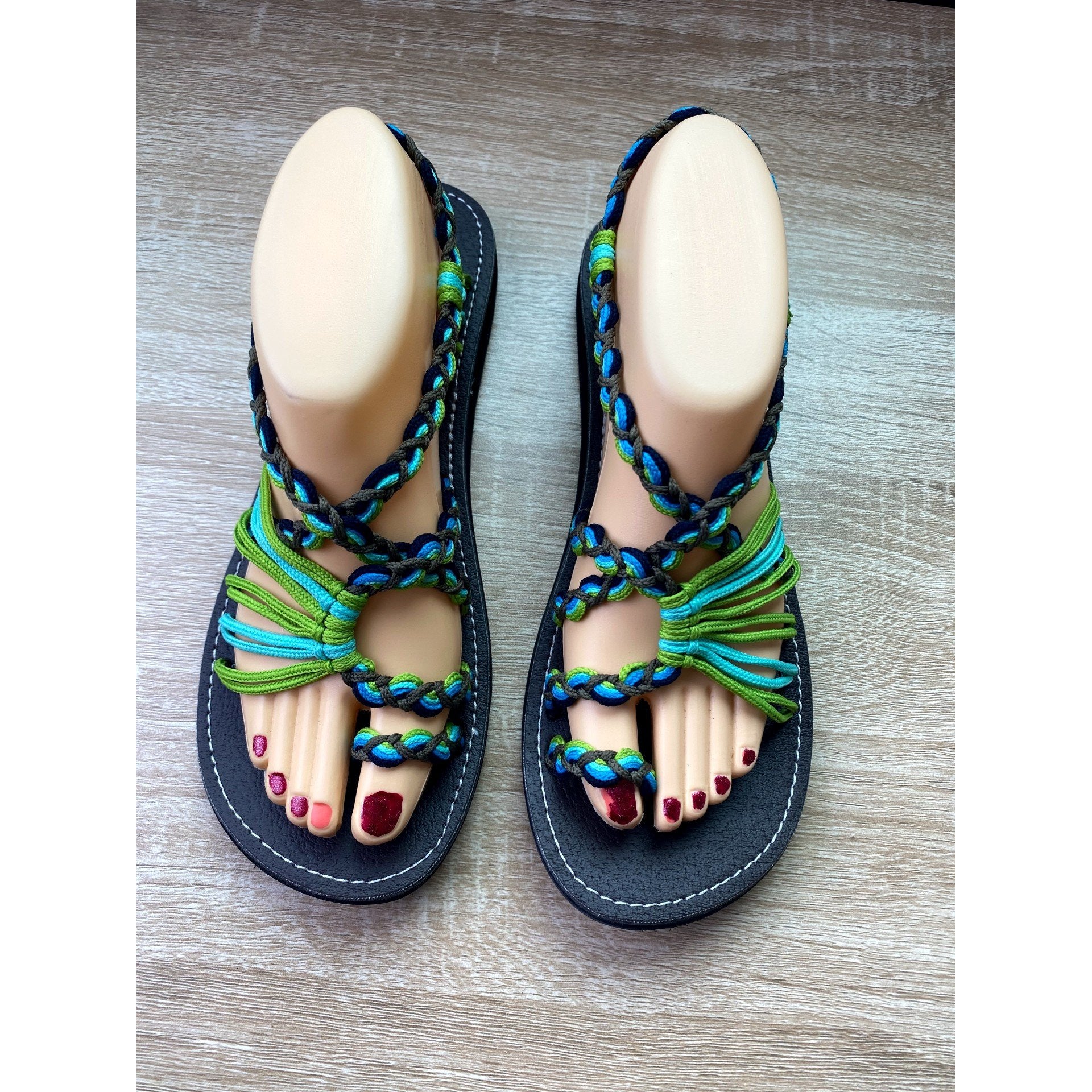 Shoes - Braided Sandals BL/GR/LBL
