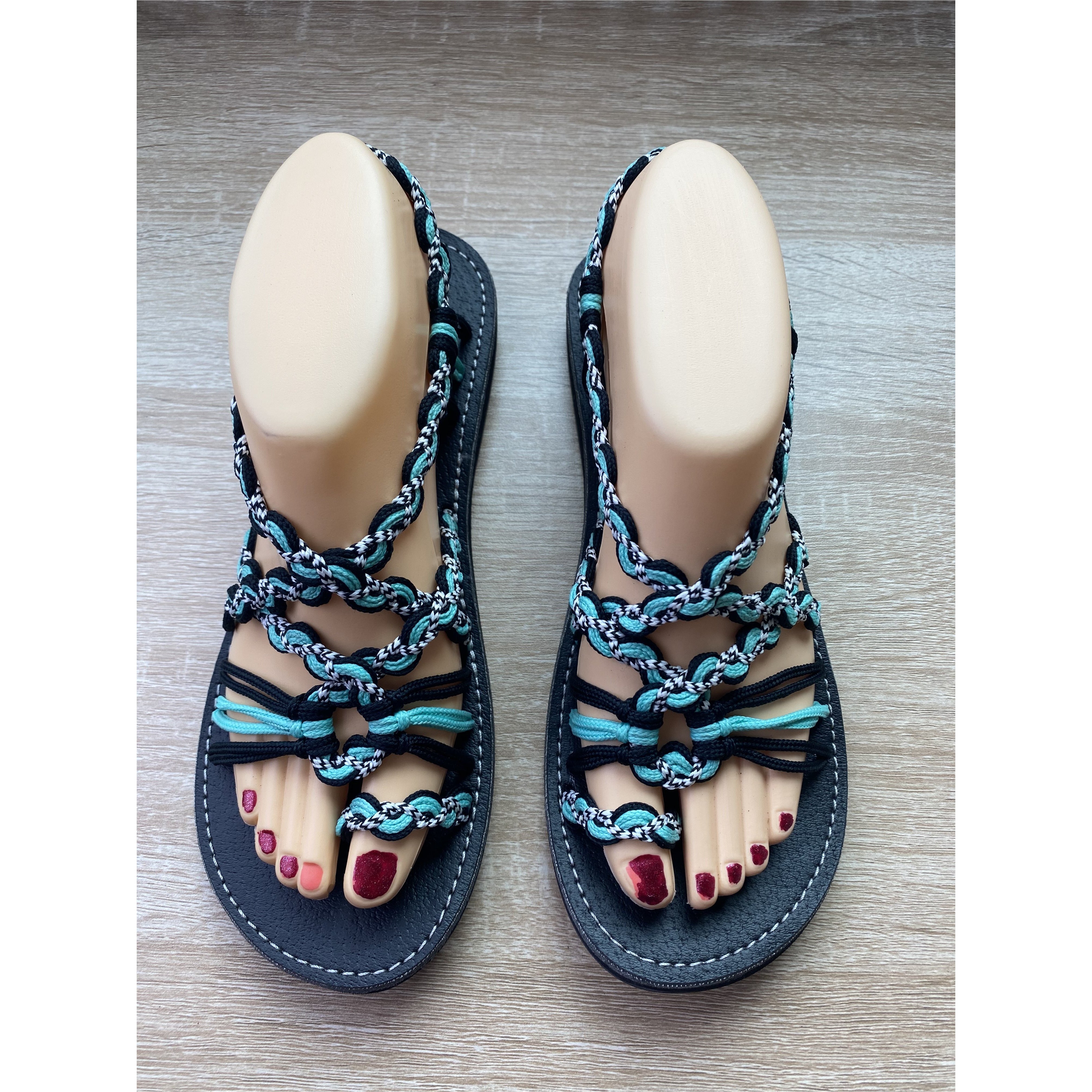 Shoes - Braided Sandal BLA/TUR