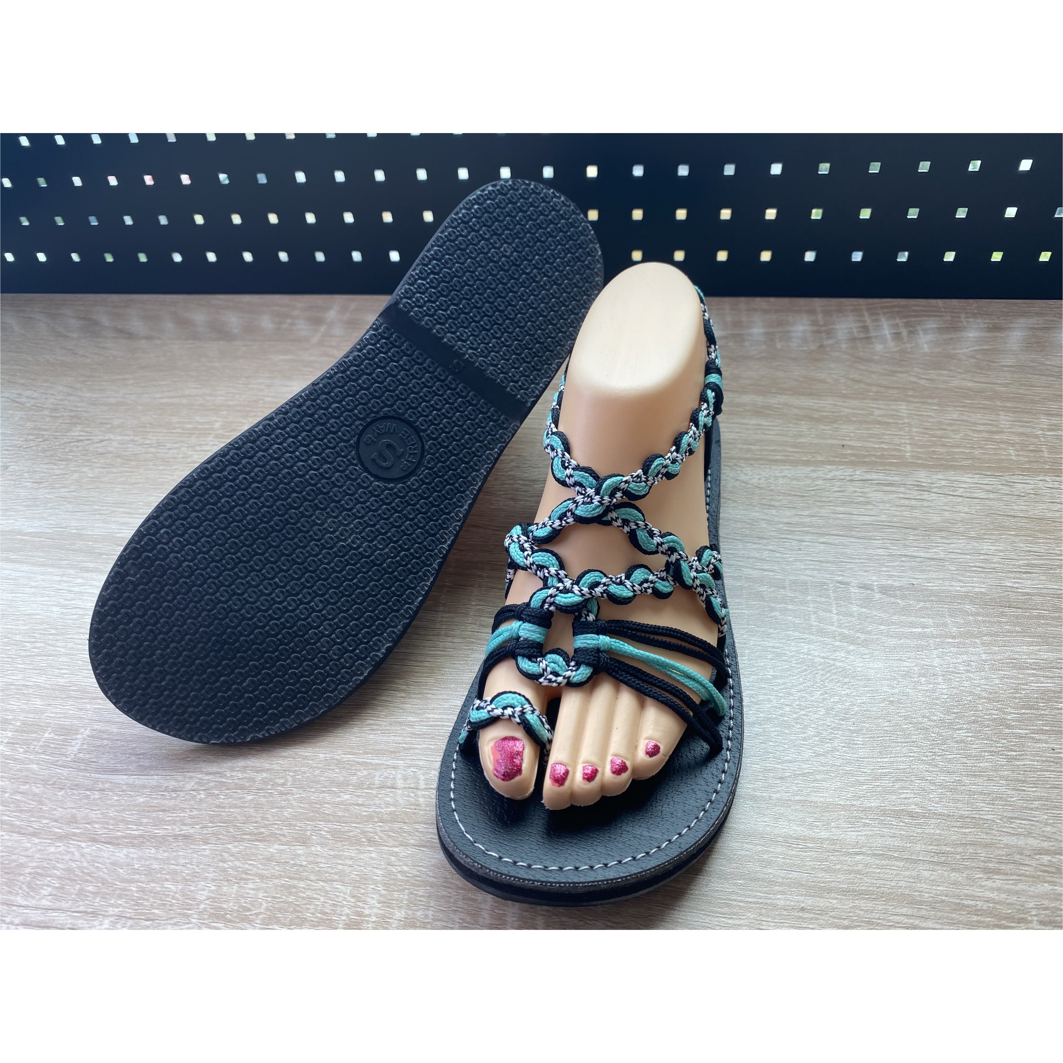 Shoes - Braided Sandal BLA/TUR