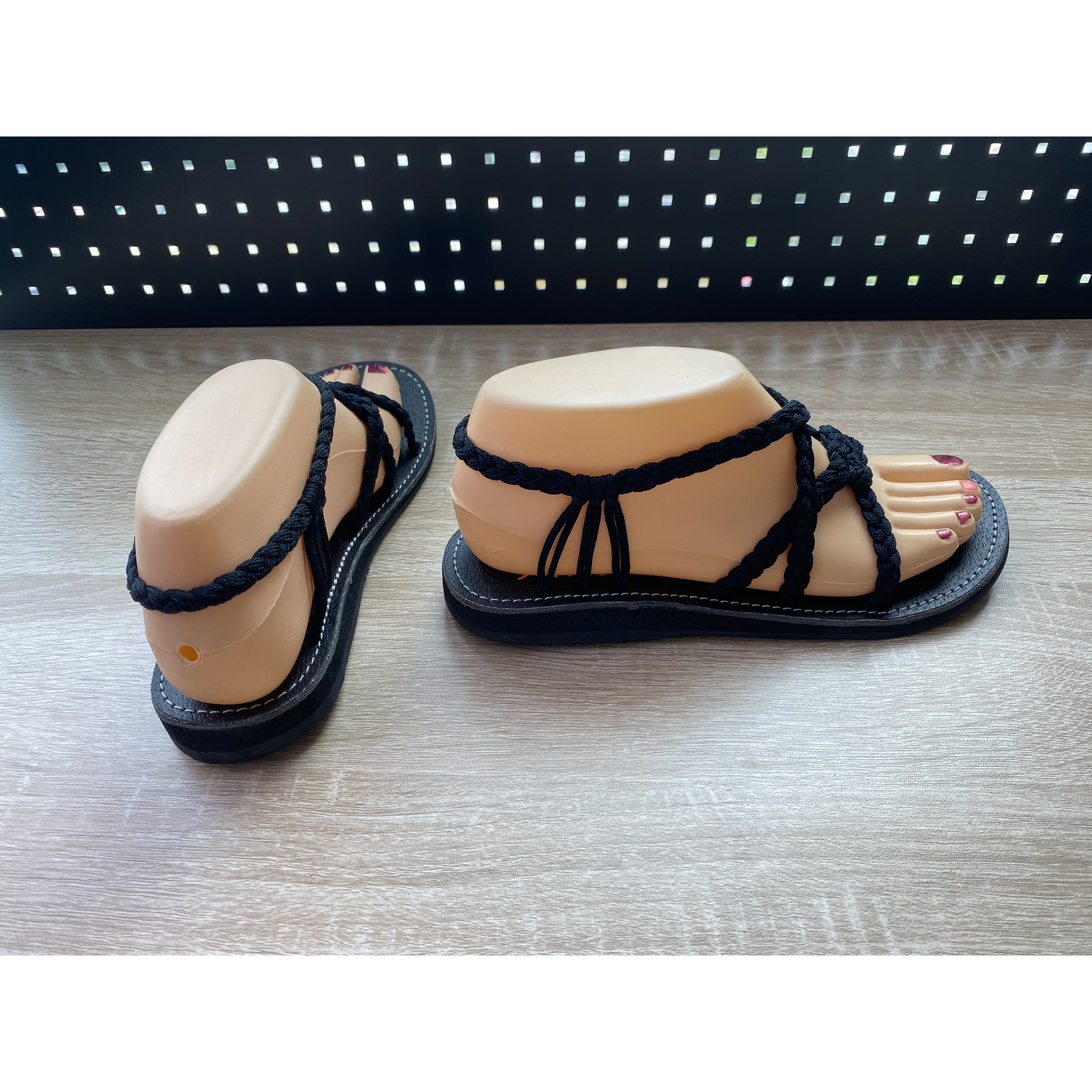 Shoes - Braided Sandal BLACK-ROSE