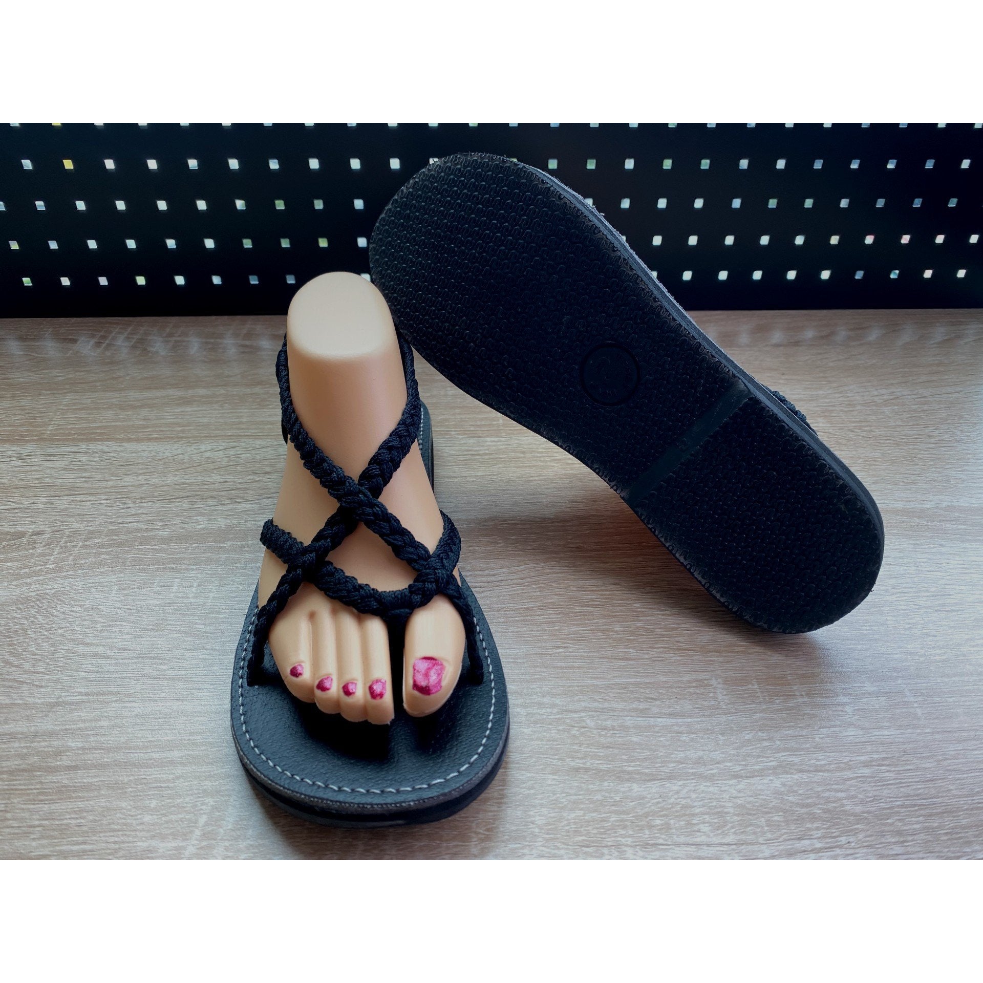 Shoes - Braided Sandals Black