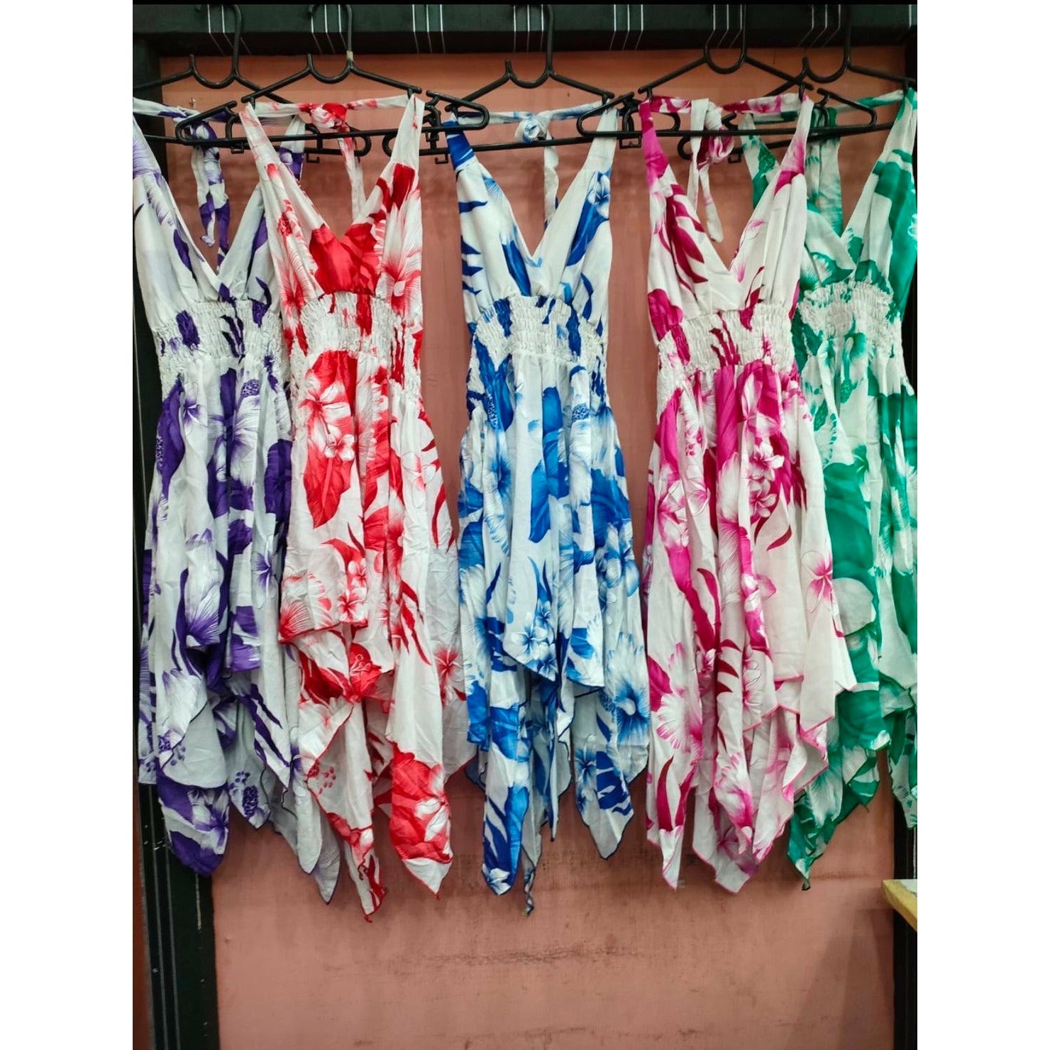 Dress - Thai Hibiscus Floral Dress/WH.