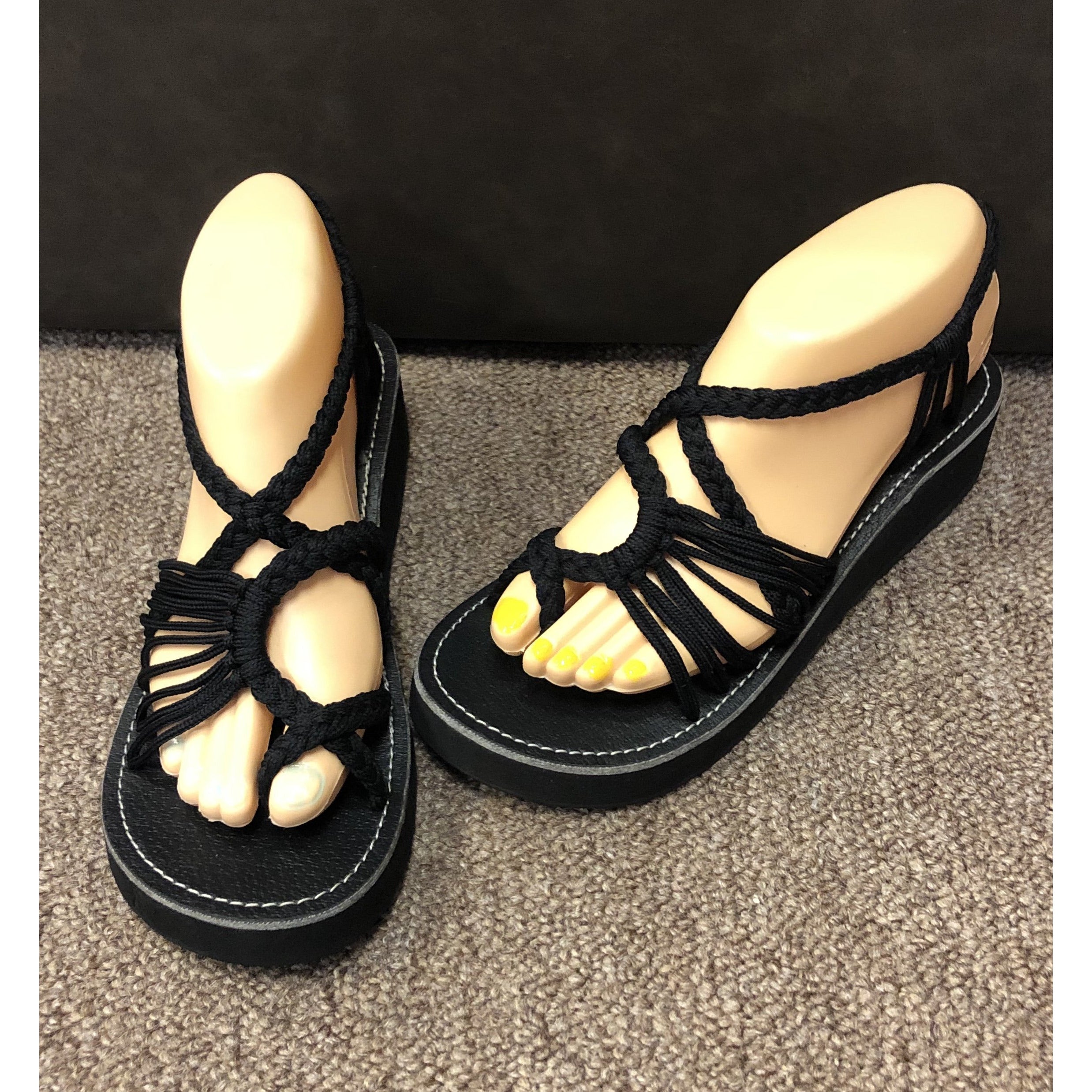 Shoes - Braided Sandal BLACK/XTOE - KULTURAL VIBEZ