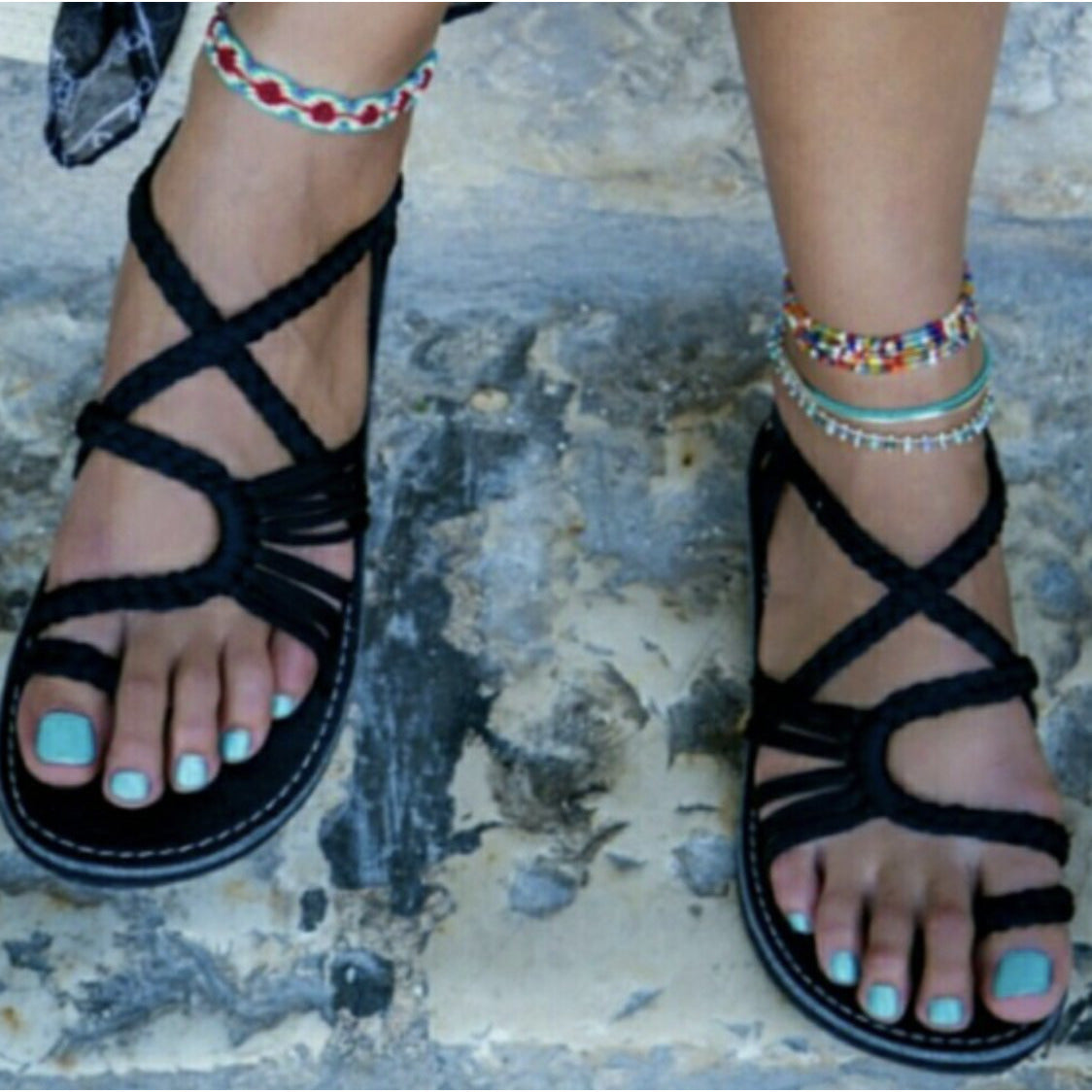 Shoes - Braided Sandal BLACK-TOE